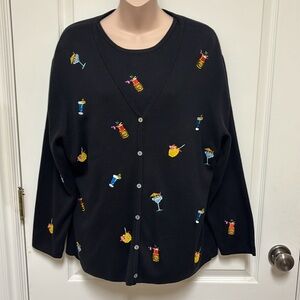 Lily Stanhope Women's COCTAIL EMBROIDERED  Cardigan SWEATER  & TANK SET  Plus 1X
